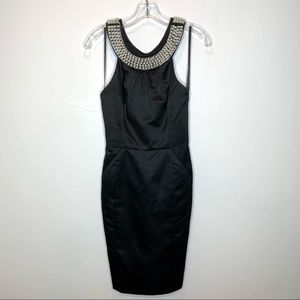 Milly Pearl & Diamond Collar Halter Dress Pockets